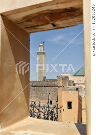 Tower of Al-Hamra Mosque in Fez medina, Morocco 132093249