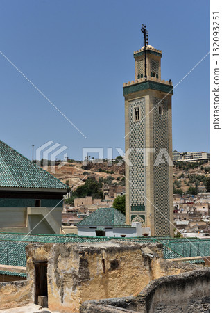 Tower of Al-Hamra Mosque in Fez medina, Morocco 132093251