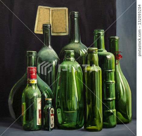 still life, oil painting, handmade drawing 132093284