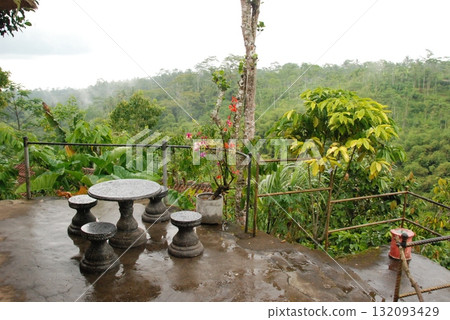Bench and table in the rain (Teghalalang, Bali, Indonesia) Bench and table in the rain (Teghalalang, Bali, Indonesia) 132093429