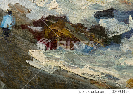 landscape, oil painting, handmade drawing 132093494