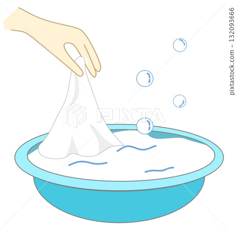 Hand washing clothes with basin Hand washing clothes with basin 132093666