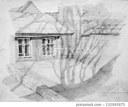 pencil drawing illustration, sketch, hand made pencil drawing illustration, sketch, hand made 132093875