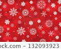 Christmas background in red color and snowflakes 132093923
