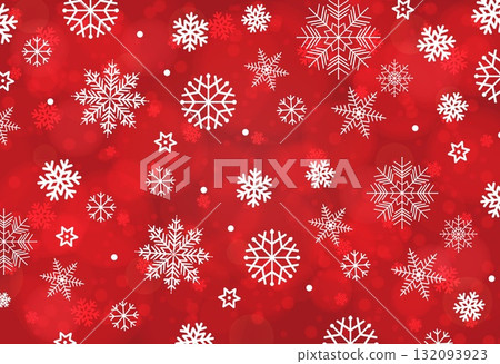 Christmas background in red color and snowflakes 132093923
