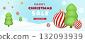 Merry Christmas banner and Happy New Year card for festive winter holiday 132093939