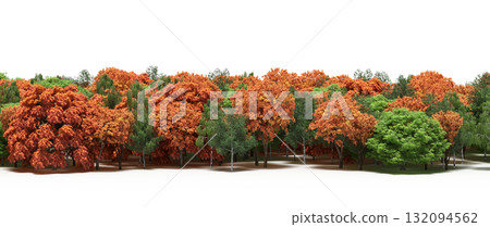 forest line with shadows under the trees, isolated on transparent background, 3D illustration, cg render forest line with shadows under the trees, isolated on transparent background, 3D illustration, cg render 132094562