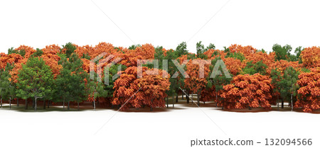 forest line with shadows under the trees, isolated on transparent background, 3D illustration, cg render forest line with shadows under the trees, isolated on transparent background, 3D illustration, cg render 132094566