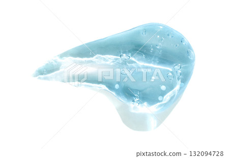 Close-up of a transparent aqua gel with air bubbles on white background Close-up of a transparent aqua gel with air bubbles on white background 132094728