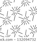 Seamless black and white firework pattern with abstract lines on white 132094732