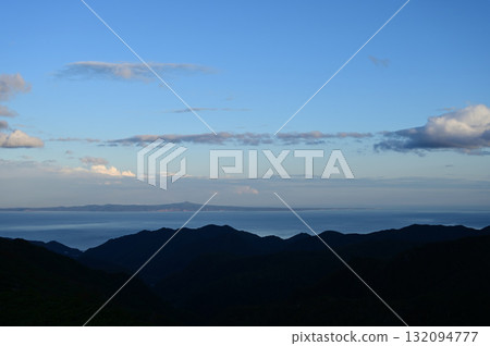 The Sea of Okhotsk and Kunashiri Island as seen from Shiretoko Pass 132094777