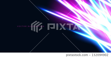 Hi-speed blue and pink neon diagonal beams rays on dark blue background. Hi-speed blue and pink neon diagonal beams rays on dark blue background. 132094902