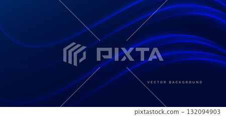 Abstract modern geometric blue glowing curve lines on dark blue background Abstract modern geometric blue glowing curve lines on dark blue background 132094903