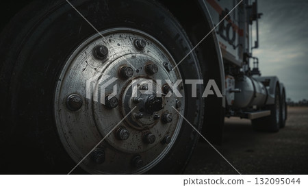 Truck wheel close view background Truck wheel close view background 132095044