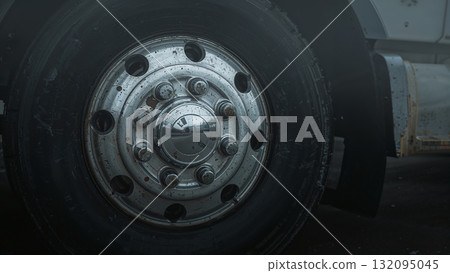 Truck wheel close view background Truck wheel close view background 132095045