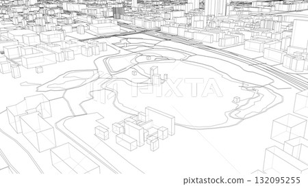 Urban Wireframe Landscape 132095255