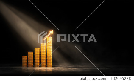 Golden rising trend - symbolic background for investment, economy and career advancement 132095278