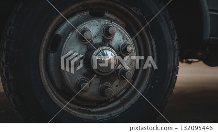 Truck wheel close view background Truck wheel close view background 132095446