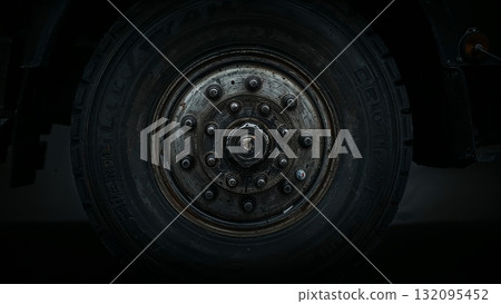 Truck wheel close view background 132095452