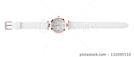Elegant wristwatch with a classic design and metallic details, isolated on a transparent background Elegant wristwatch with a classic design and metallic details, isolated on a transparent background 132095510