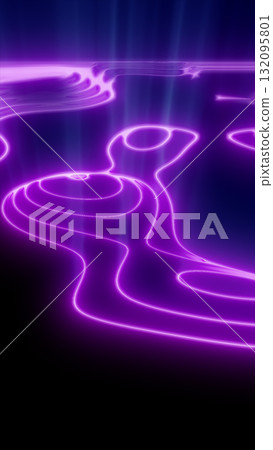 Glowing purple neon waves creating futuristic abstract surface Glowing purple neon waves creating futuristic abstract surface 132095801