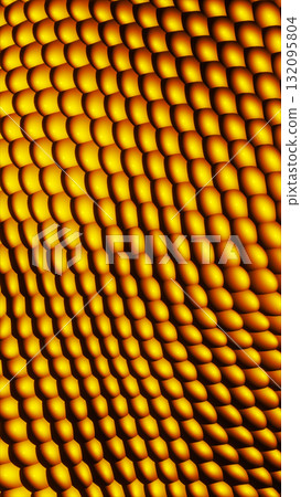 Repeating golden 3D scales creating a patterned metallic abstract surface Repeating golden 3D scales creating a patterned metallic abstract surface 132095804
