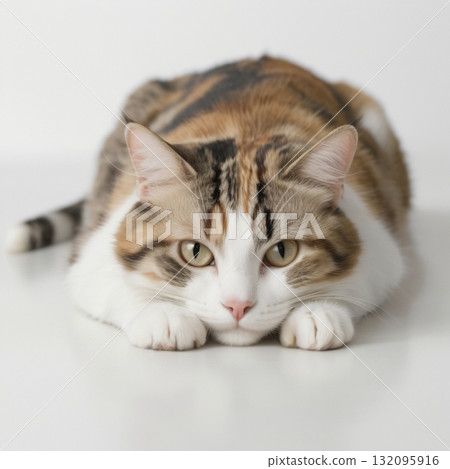 Calico cat lying down 132095916