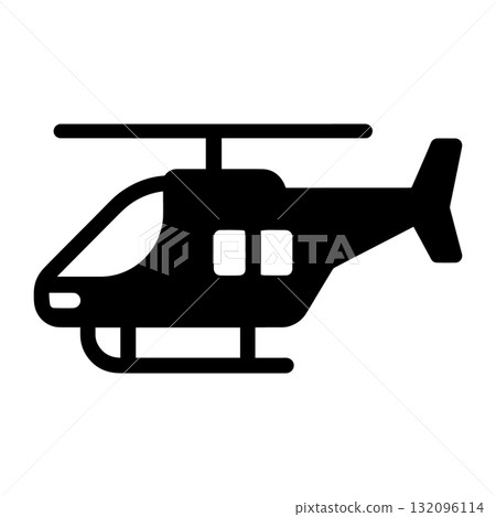 Aviation Helicopter Silhouette Icon Black Flat Vector Design 132096114