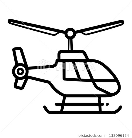 Aviation Helicopter Silhouette Icon Black Flat Vector Design 132096124