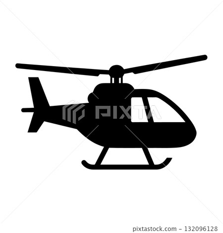Aviation Helicopter Silhouette Icon Black Flat Vector Design 132096128