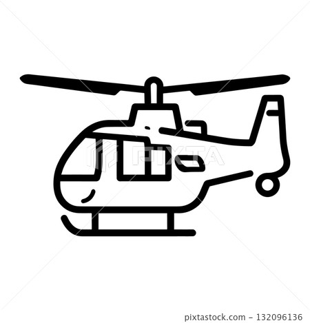 Aviation Helicopter Silhouette Icon Black Flat Vector Design 132096136