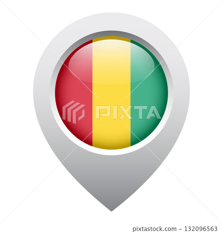 map pointer icon with glossy round flag of Guinea map pointer icon with glossy round flag of Guinea 132096563