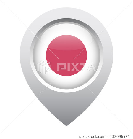 map pointer icon with glossy round flag of Japan map pointer icon with glossy round flag of Japan 132096575