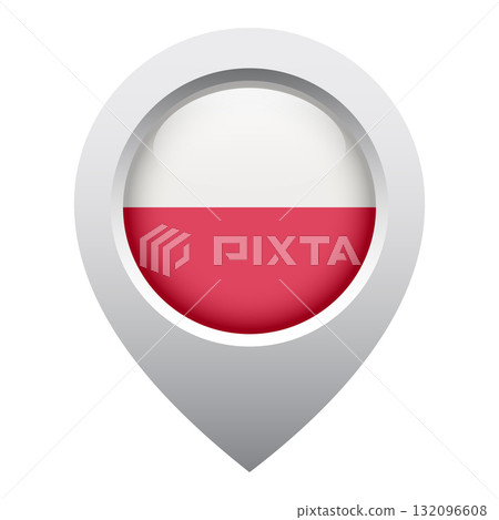 map pointer icon with glossy round flag of Poland map pointer icon with glossy round flag of Poland 132096608