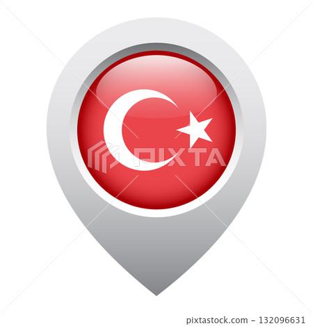 map pointer icon with glossy round flag of Turkey map pointer icon with glossy round flag of Turkey 132096631