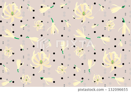 Illustration of chempaka flower with dot on soft yellow background. Illustration of chempaka flower with dot on soft yellow background. 132096655
