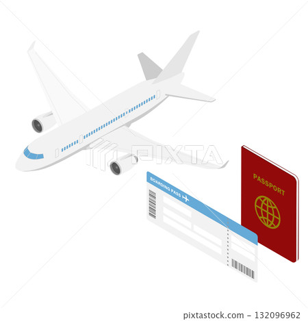 等量的飛機、護照和的票 132096962