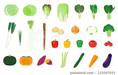 Vegetable illustration set without main lines 132097033