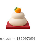 Kagami mochi 插圖逼真的 3D 132097054