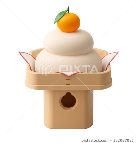 Kagami mochi illustration realistic 3D Kagami mochi illustration realistic 3D 132097055