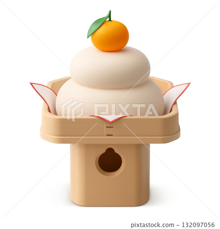 Kagami mochi illustration realistic 3D Kagami mochi illustration realistic 3D 132097056