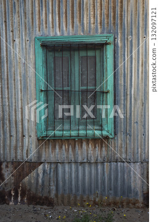 Picturesque typical construction in the town of Puerto Piramides, Peninsula Valdes, Chubut Province, Patagonia, Argentina. 132097121