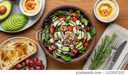 Inspirasi Sarapan Lezat dan Bergizi dengan Roti, Pancake, dan Buah Segar 132097201