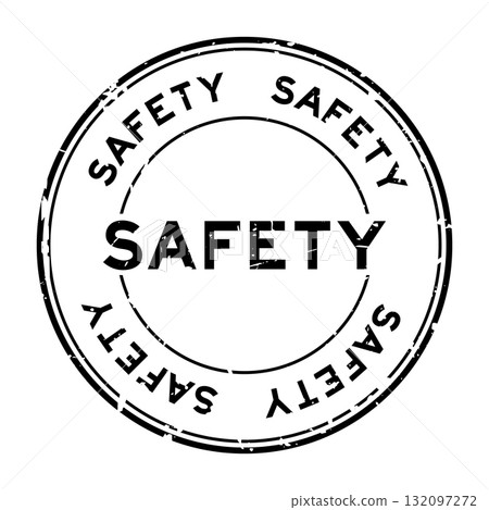 Grunge black safety word round rubber seal stamp on white background Grunge black safety word round rubber seal stamp on white background 132097272