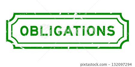 Grunge green obligations word square rubber stamp on white background 132097294