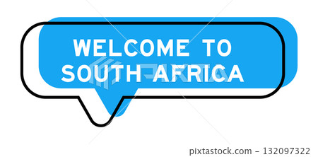 Speech banner and blue shade with word welcome to south africa on white background 132097322