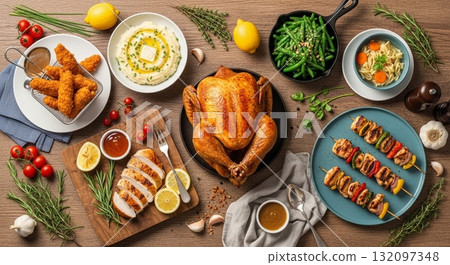 Inspirasi Sarapan Lezat dan Bergizi dengan Roti, Pancake, dan Buah Segar 132097348