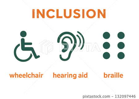 Assistive technology icon set symbolizing inclusion 132097446