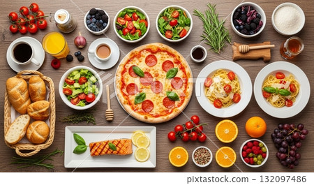 Inspirasi Sarapan Lezat dan Bergizi dengan Roti, Pancake, dan Buah Segar 132097486