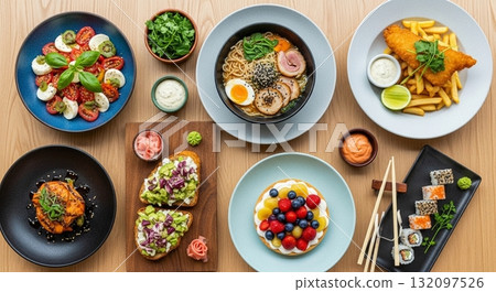 Inspirasi Sarapan Lezat dan Bergizi dengan Roti, Pancake, dan Buah Segar 132097526